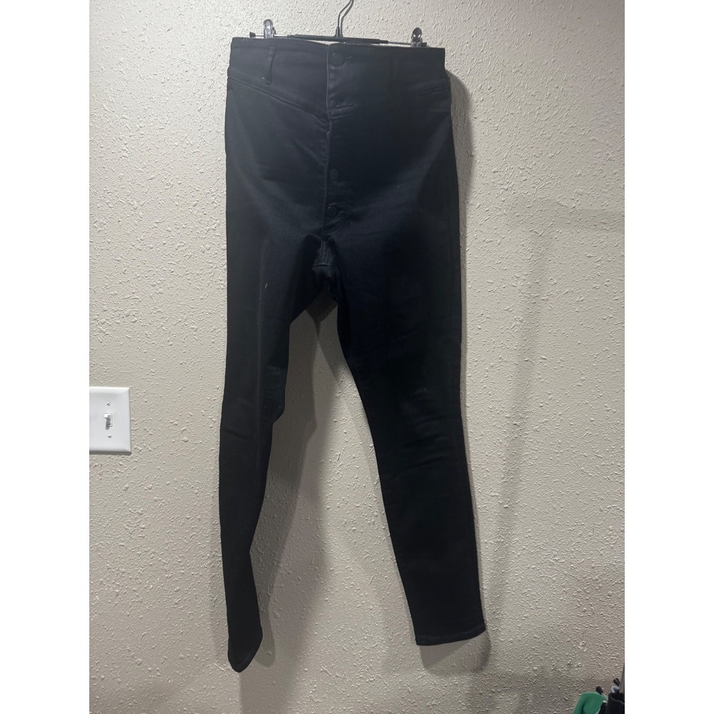 Express Denim Perfect Stretch Super High Rise Legging Black Button Fly Jeans 14R